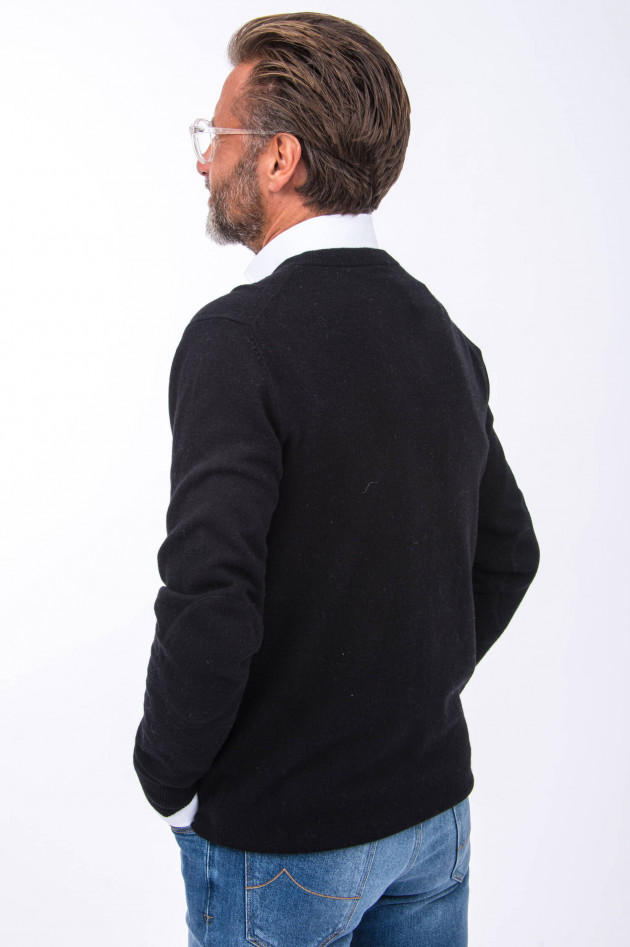 1868 Cashmere Pullover V-Neck in Schwarz