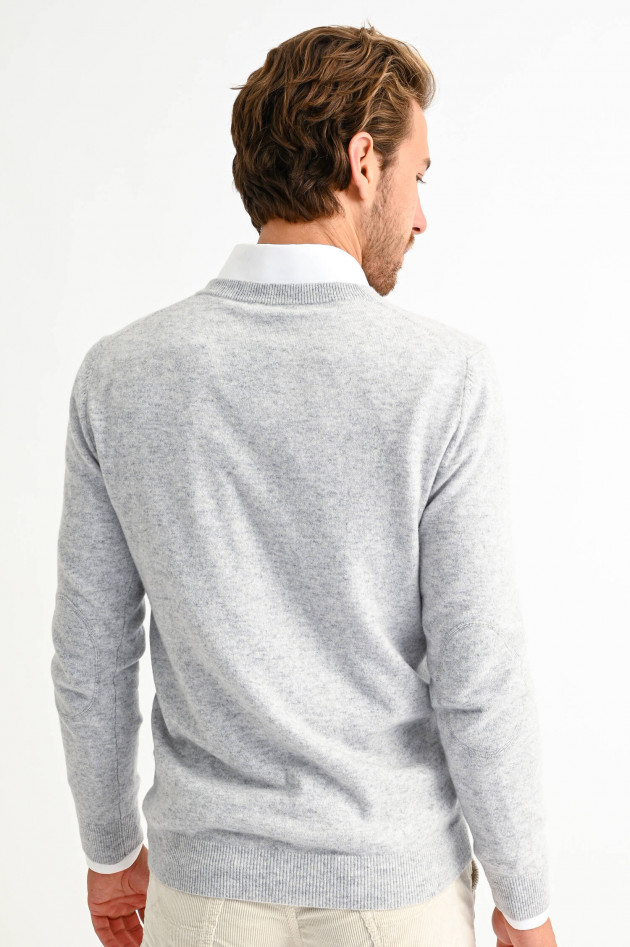 1868 Cashmere Pullover mit V-Ausschnitt in Hellgrau