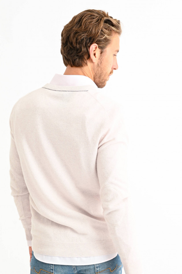 1868 Cashmere Pullover mit V-Ausschnitt in Natur