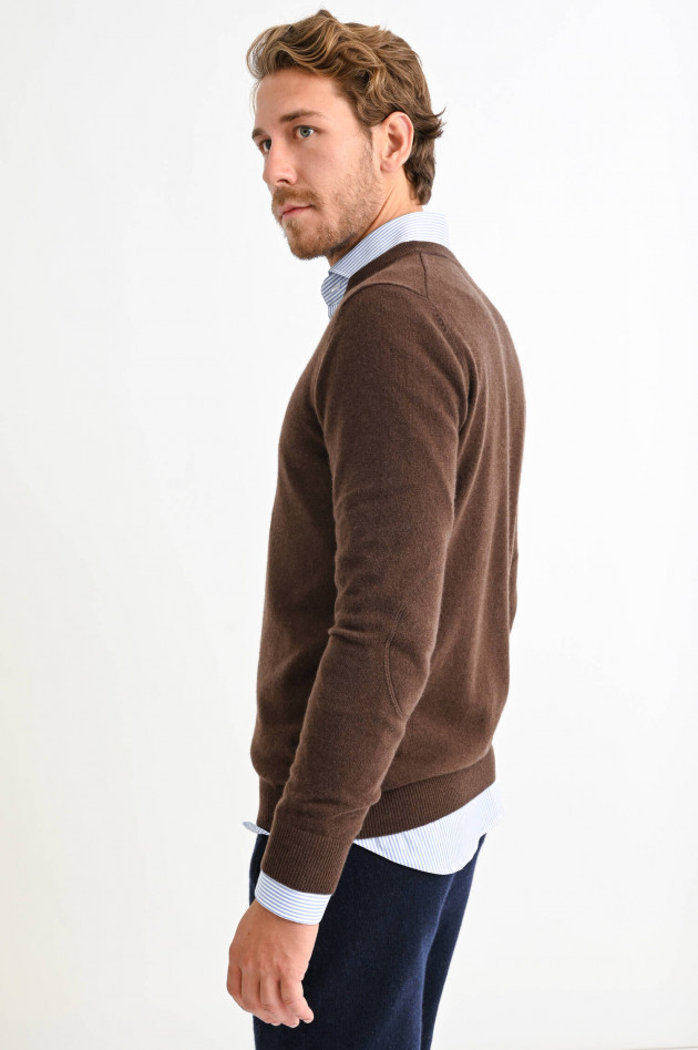 1868 Cashmere Pullover mit V-Ausschnitt in Braun