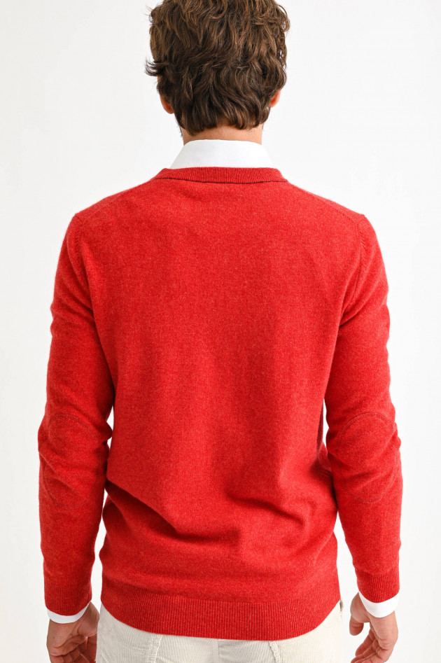 1868 Pullover mit V-Ausschnitt in Rot