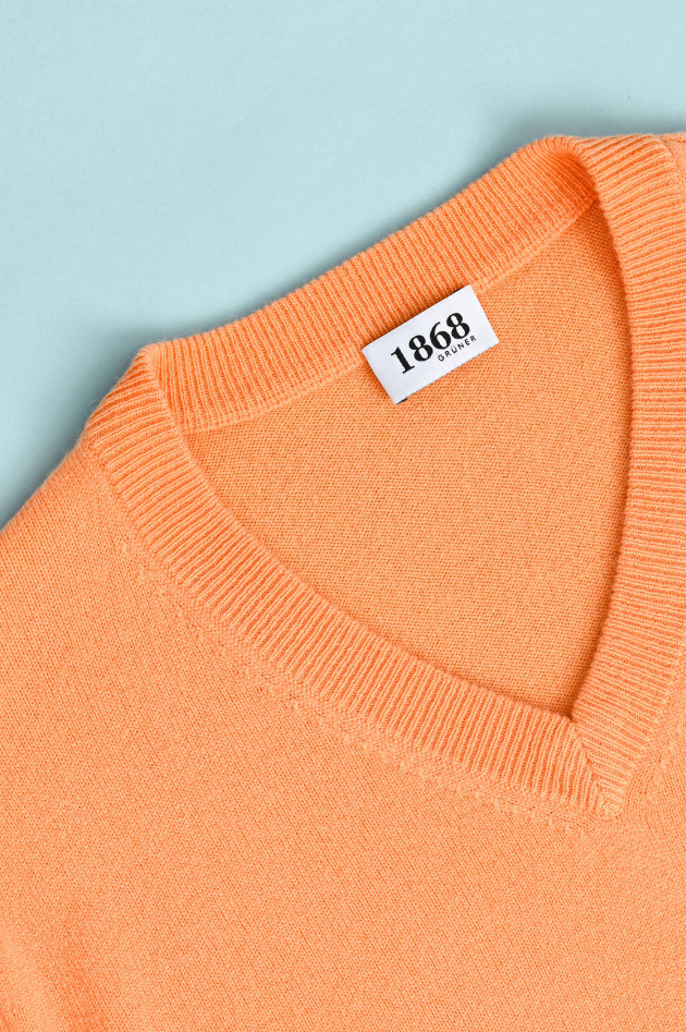 1868 Cashmere Pullover mit V-Ausschnitt in Orange