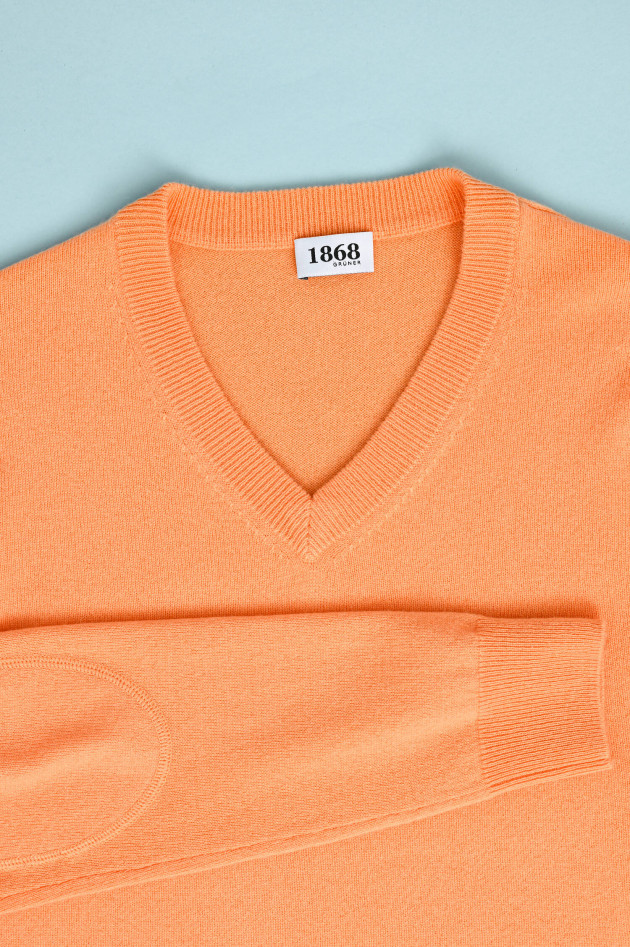 1868 Cashmere Pullover mit V-Ausschnitt in Orange