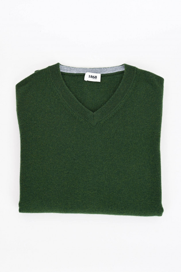 1868 Cashmere Pullover mit V-Neck in Tannengrün