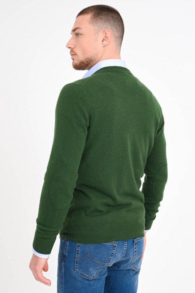 1868 Cashmere Pullover mit V-Neck in Tannengrün