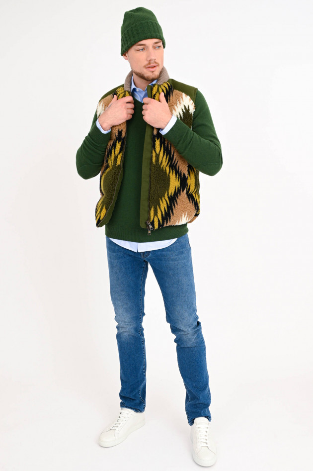 1868 Cashmere Pullover mit V-Neck in Tannengrün
