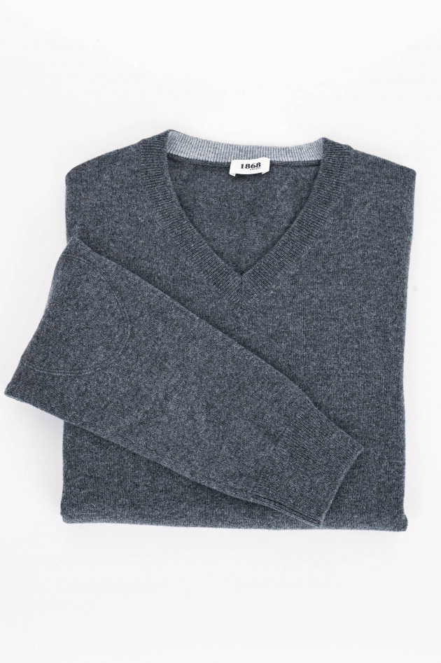 1868 Cashmere Pullover mit V-Neck in Anthrazit