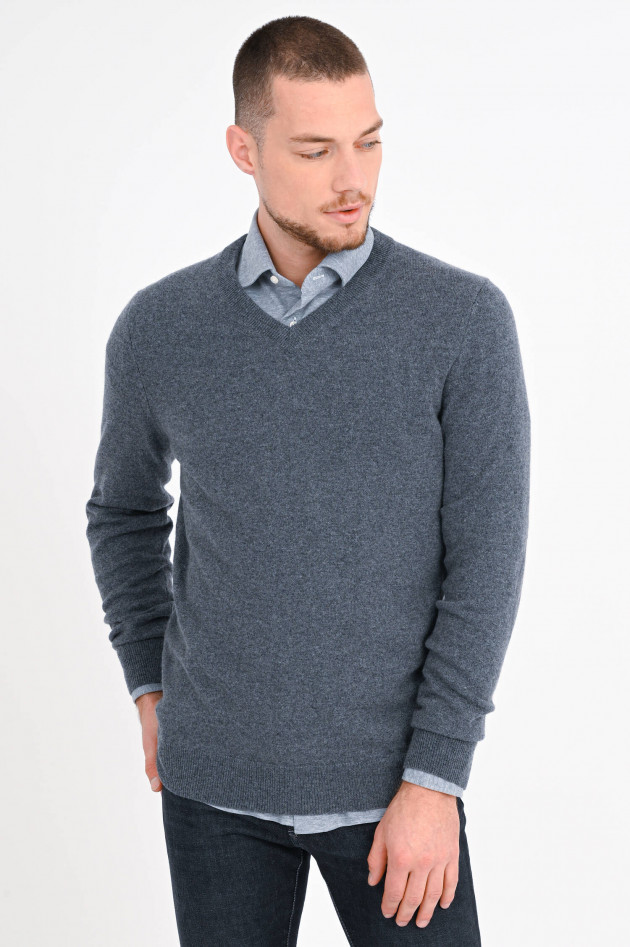 1868 Cashmere Pullover mit V-Neck in Anthrazit