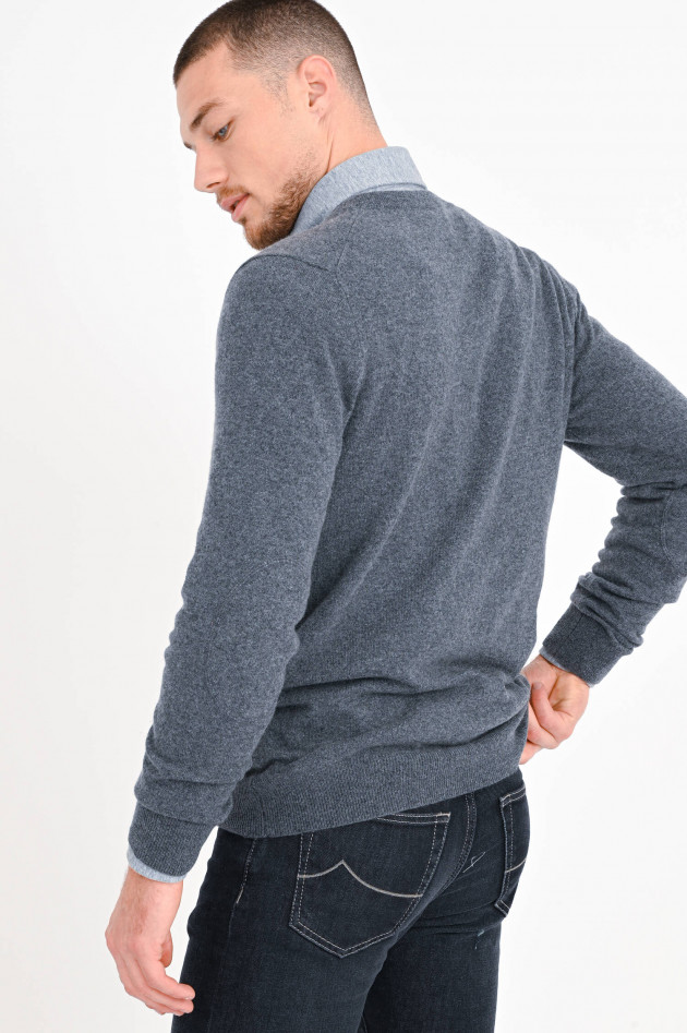 1868 Cashmere Pullover mit V-Neck in Anthrazit