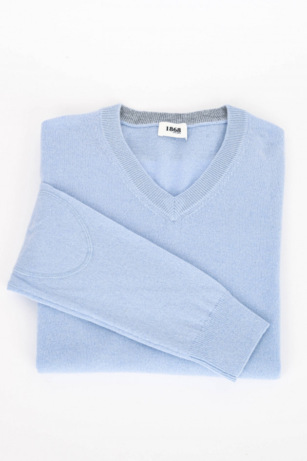 1868 Cashmere Pullover mit V-Neck in Hellblau