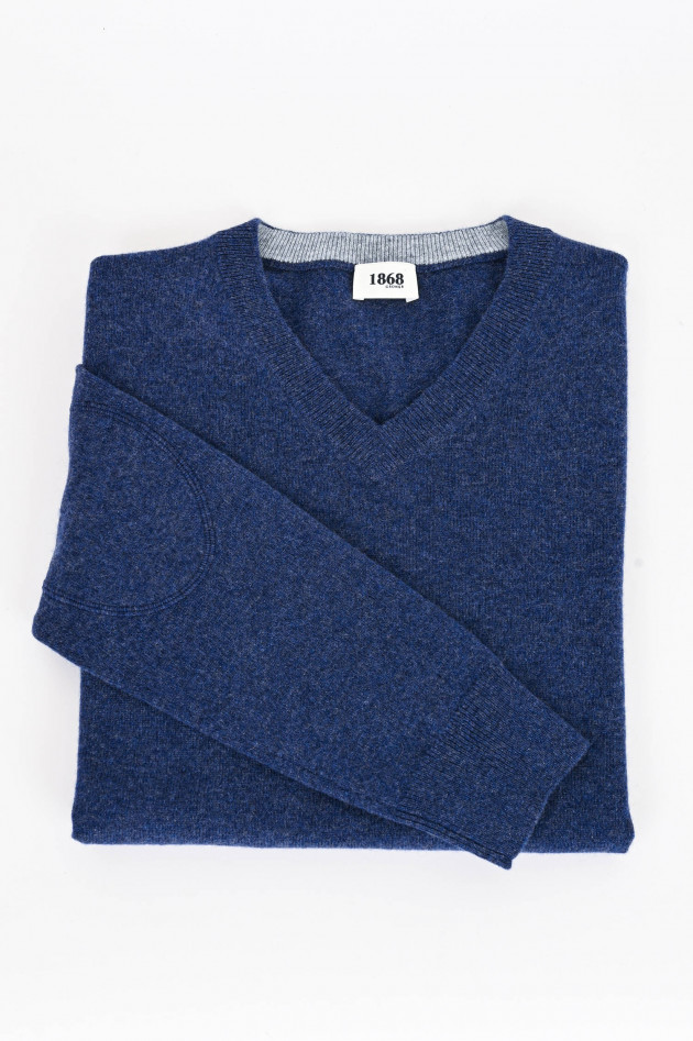 1868 Cashmere Pullover mit V-Neck in Jeansblau