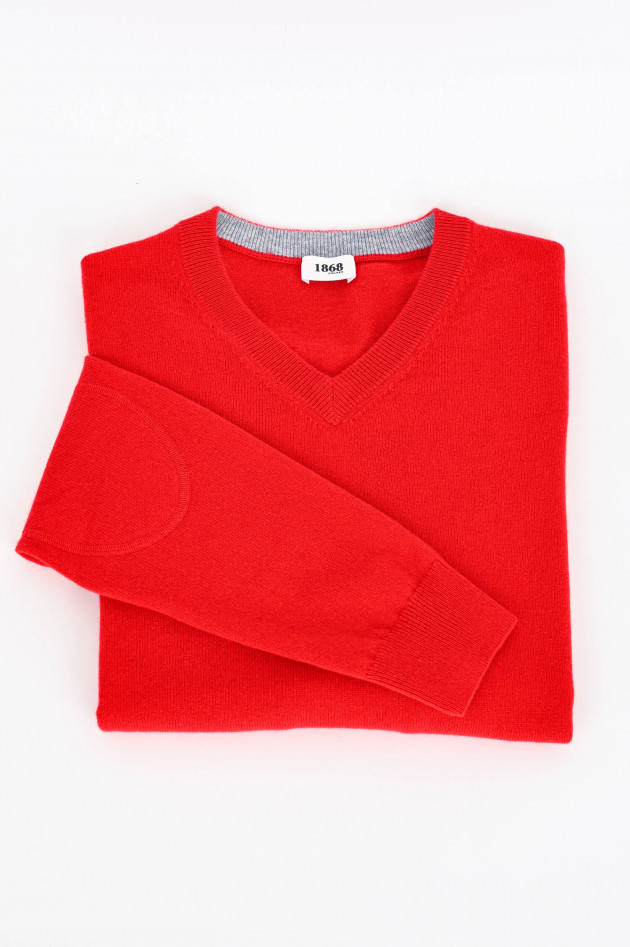 1868 Cashmere Pullover mit V-Neck in Rot