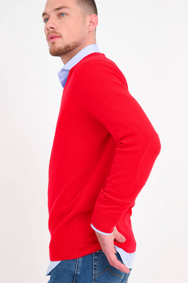 1868 Cashmere Pullover mit V-Neck in Rot