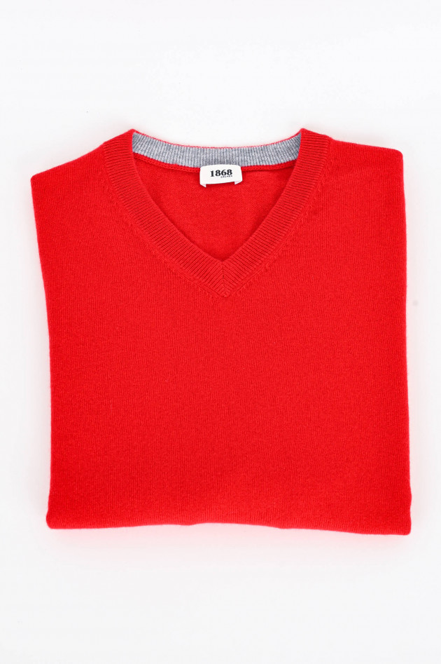 1868 Cashmere Pullover mit V-Neck in Rot