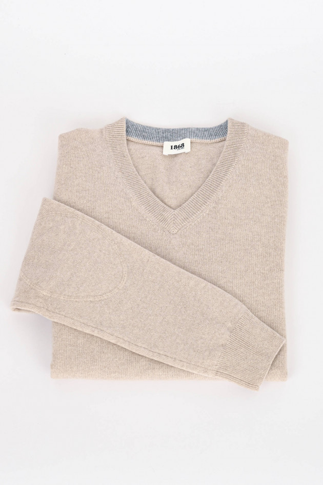 1868 Cashmere Pullover mit V-Neck in Beige