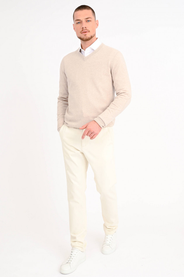 1868 Cashmere Pullover mit V-Neck in Beige