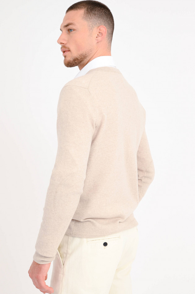 1868 Cashmere Pullover mit V-Neck in Beige