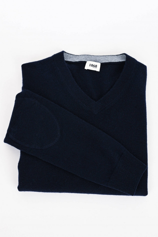 1868 Cashmere Pullover mit V-Neck in Navy