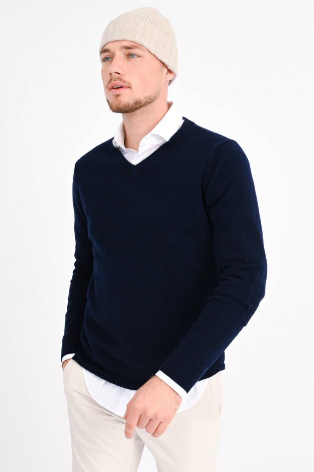 1868 Cashmere Pullover mit V-Neck in Navy