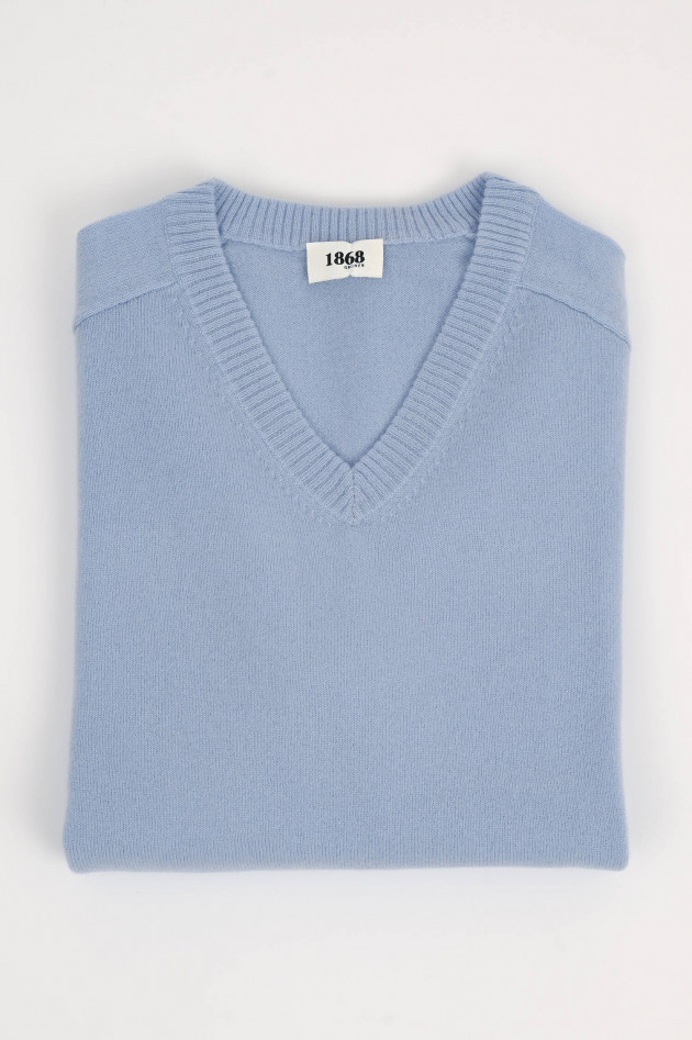 1868 Cashmere V-Neck Pullover in Hellblau