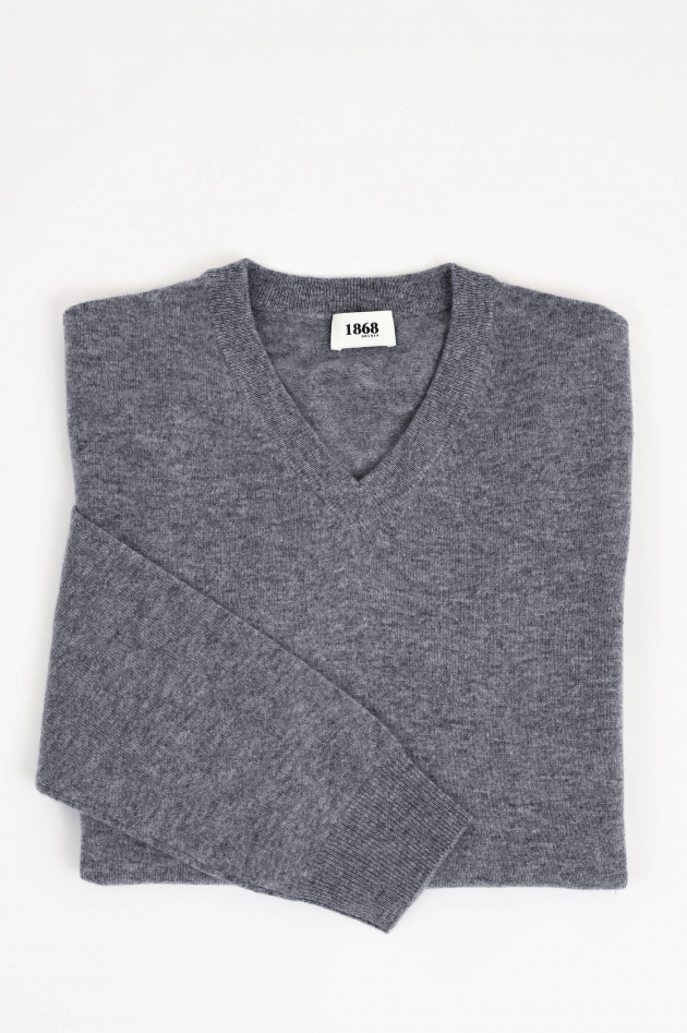 1868 Cashmerepullover mit V-Neck in Grau