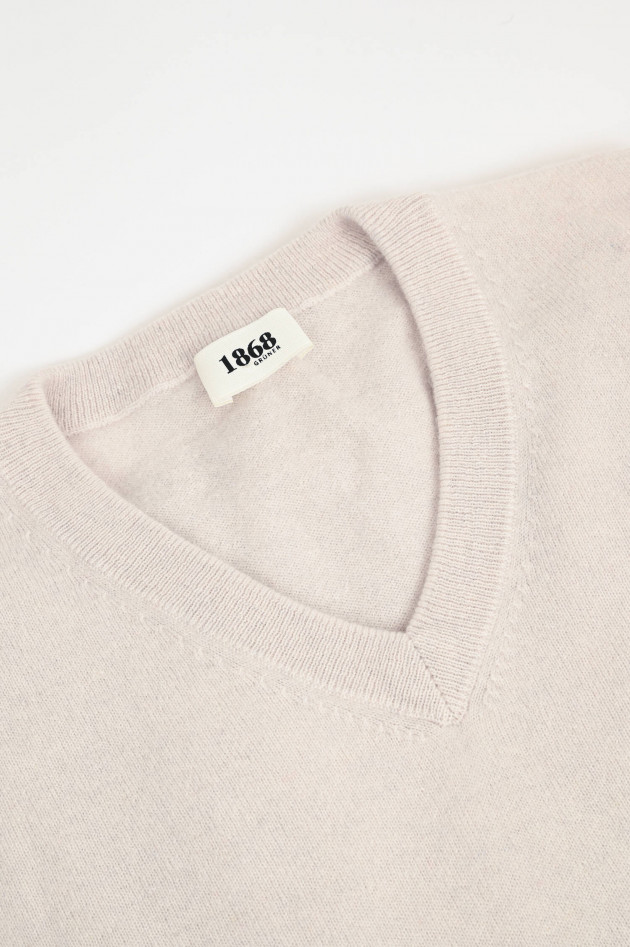 1868 Cashmere-Pullover mit V-Neck in Hellbeige
