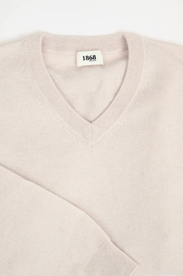 1868 Cashmere-Pullover mit V-Neck in Hellbeige