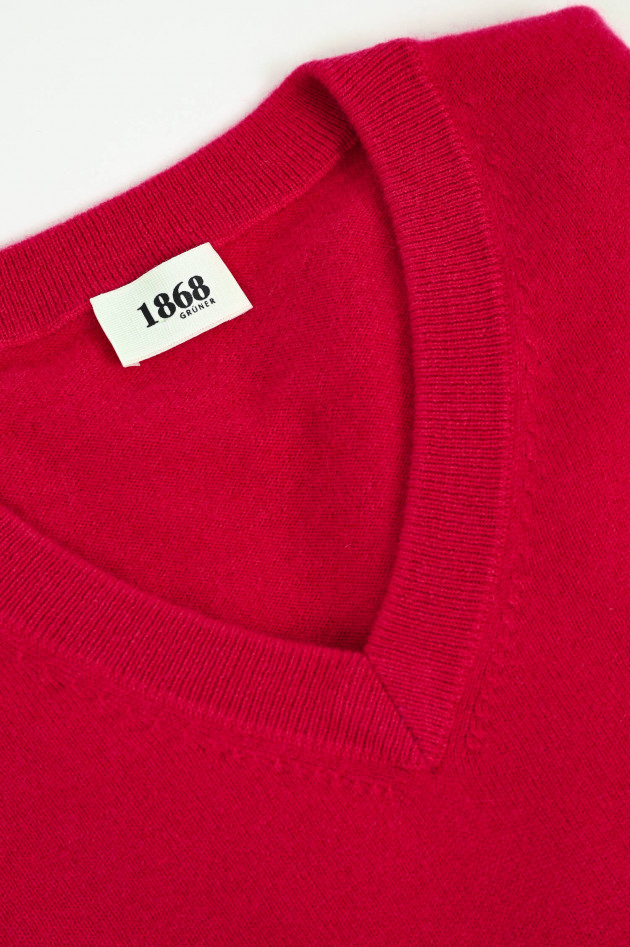 1868 Cashmere-Pullover mit V-Neck in Magenta