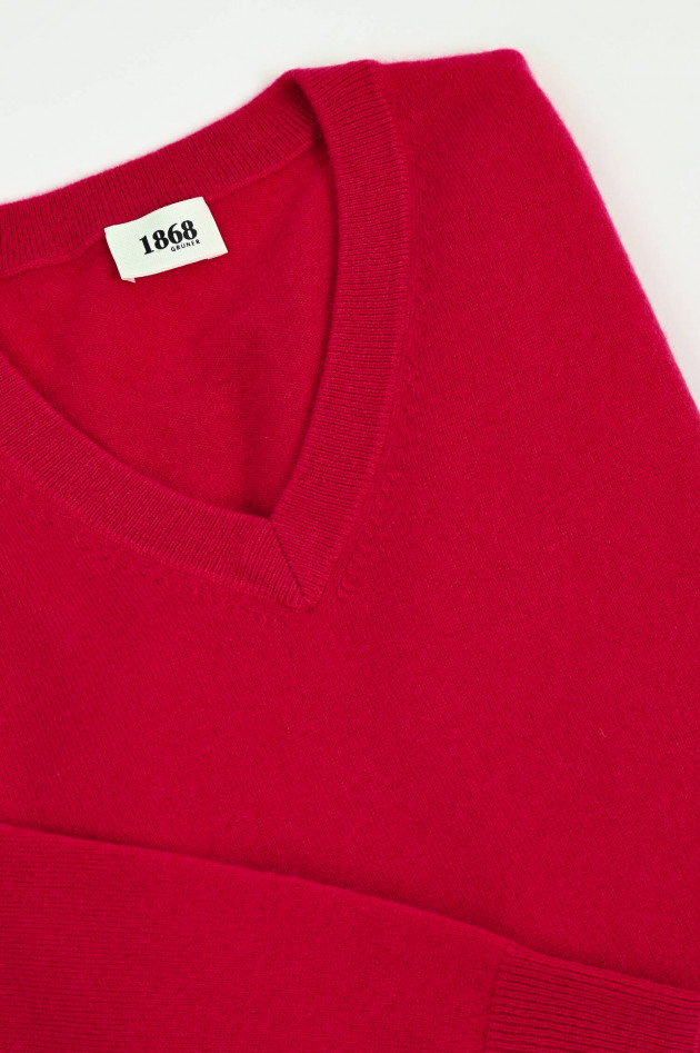 1868 Cashmere-Pullover mit V-Neck in Magenta