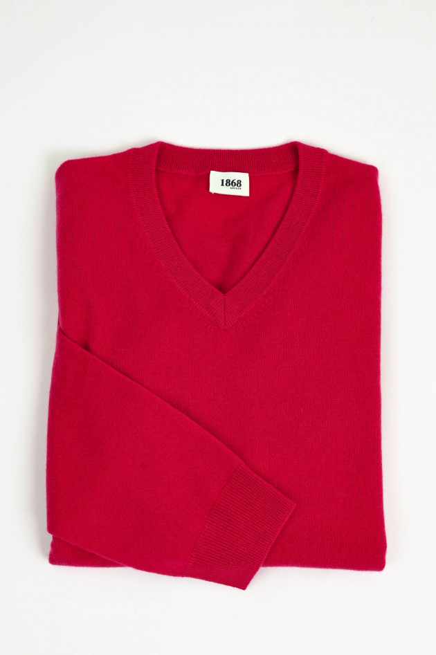 1868 Cashmere-Pullover mit V-Neck in Magenta