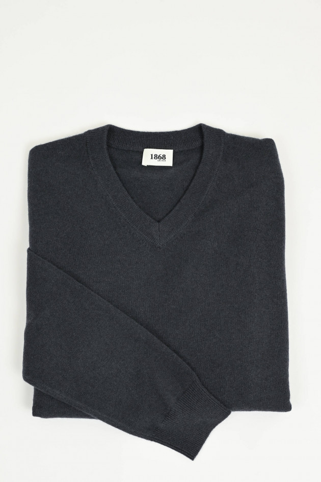 1868 Cashmerepullover mit V-Neck in Anthrazit