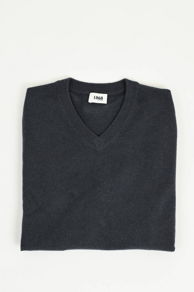 1868 Cashmerepullover mit V-Neck in Anthrazit