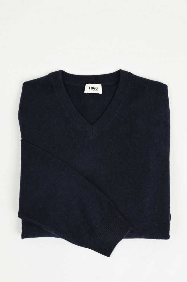 1868 Cashmerepullover mit V-Neck in Marine