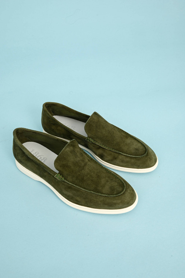 1868 Loafer aus Veloursleder in Oliv