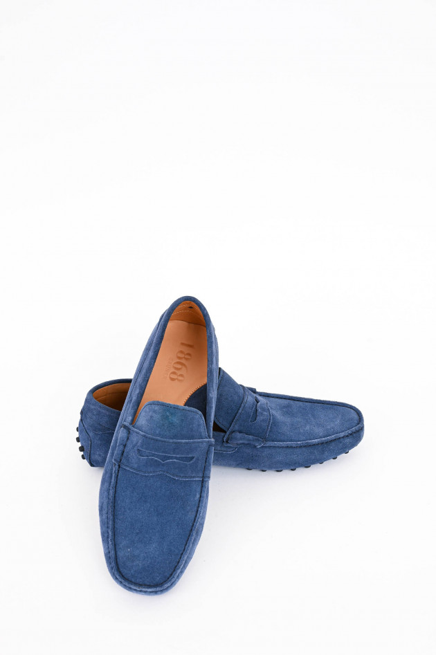 1868 Veloursleder-Mokassin in Jeansblau