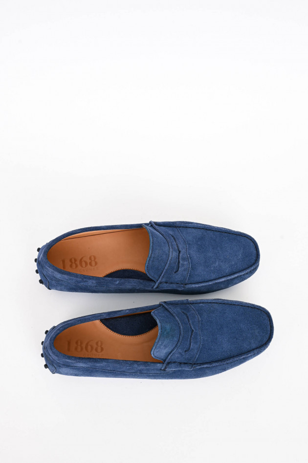 1868 Veloursleder-Mokassin in Jeansblau