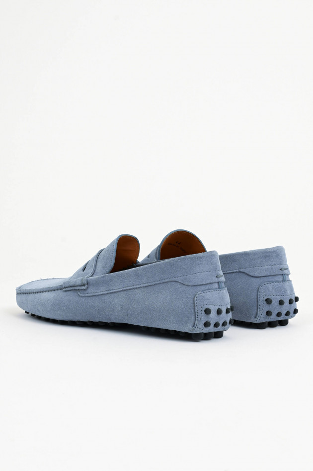 1868 Veloursleder-Mokassin in Taubenblau