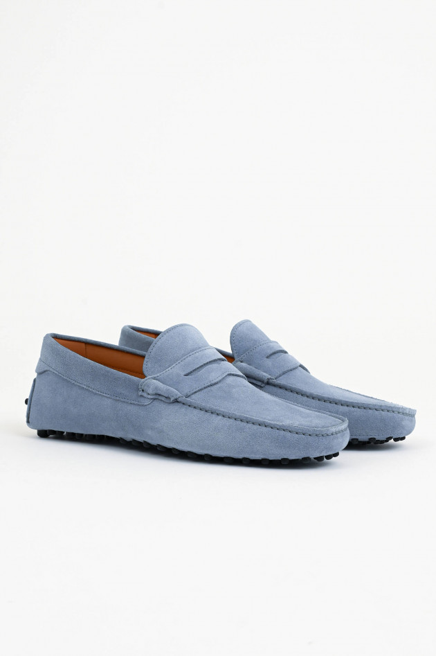 1868 Veloursleder-Mokassin in Taubenblau