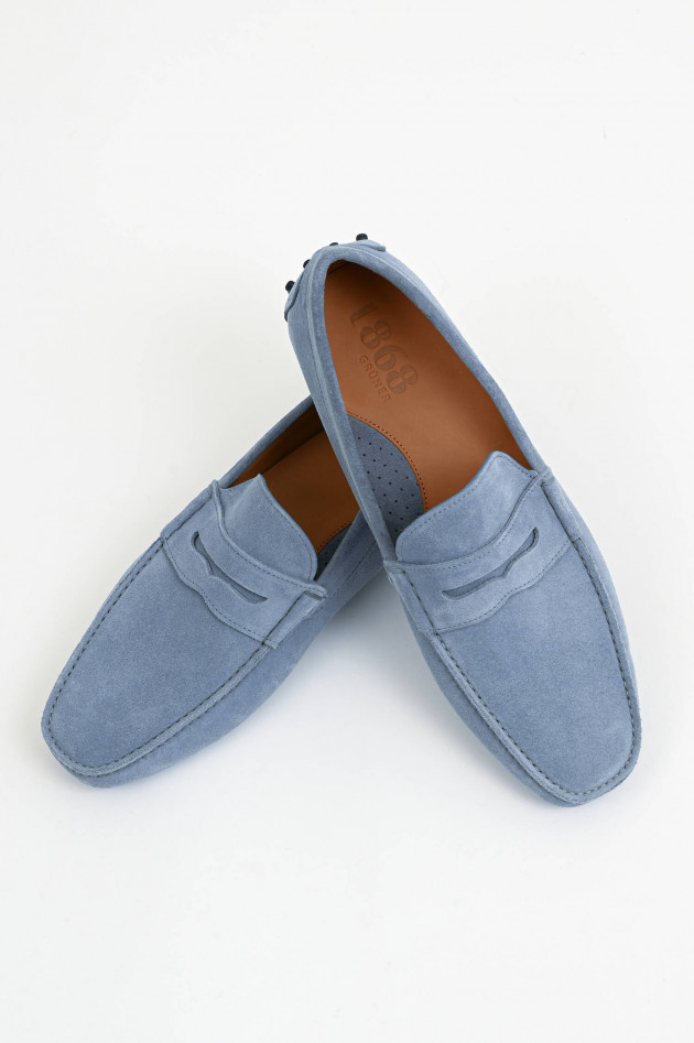 1868 Veloursleder-Mokassin in Taubenblau