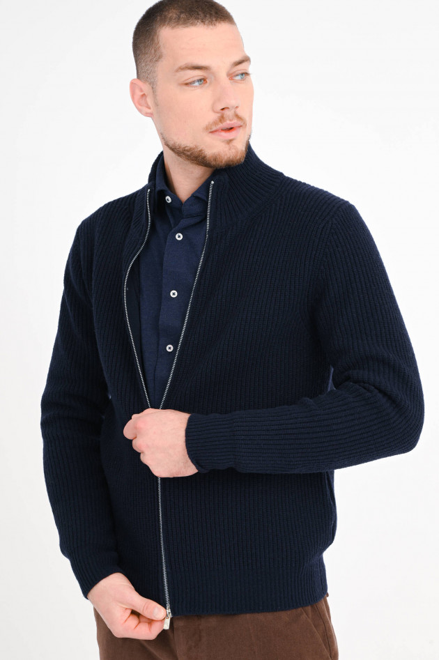 1868 Strickjacke aus Wollmix in Navy