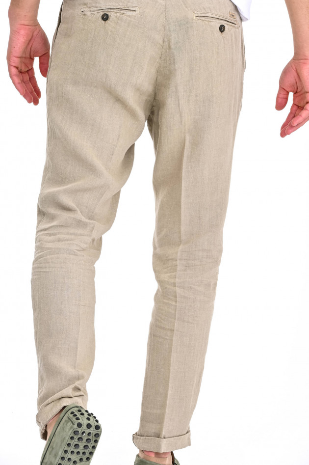 40Weft Leinenhose mit Bundfalten in Sand