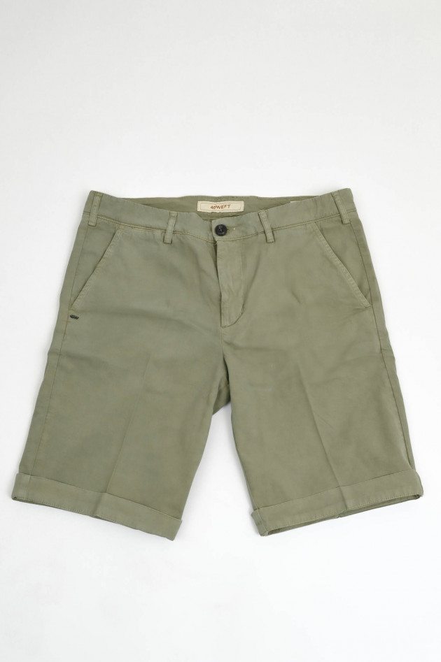 40Weft Baumwoll-Bermuda in Olive