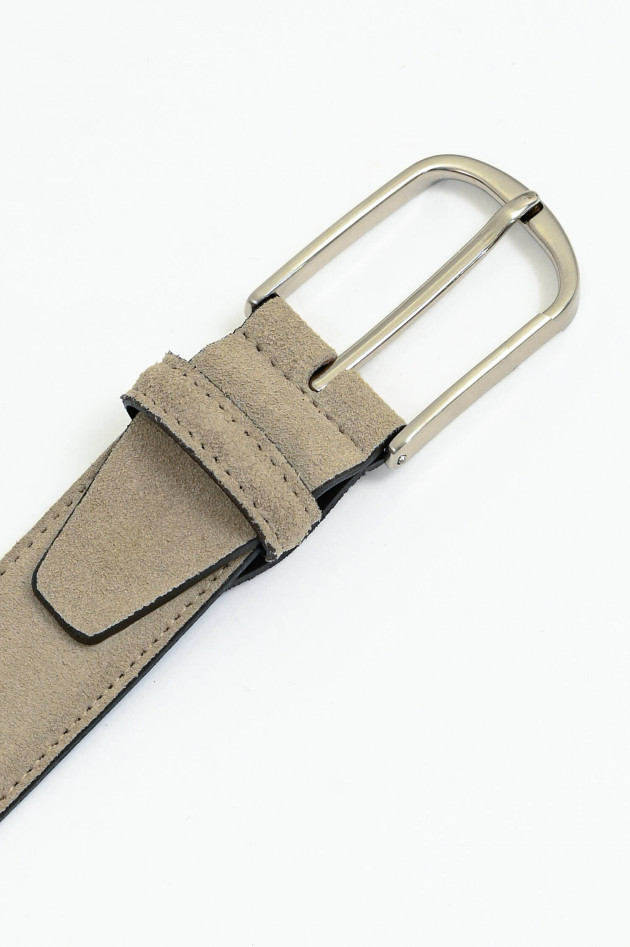 Andrea Damico Gürtel aus Velour-Leder in Dark Beige
