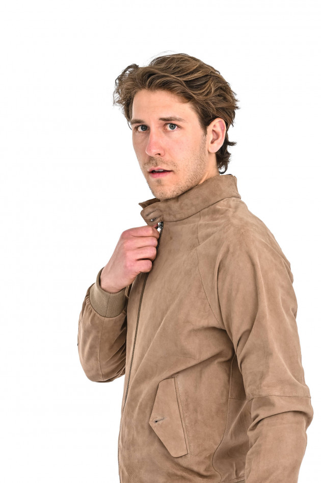 Andrea Damico Veloursleder-Jacke in Camel