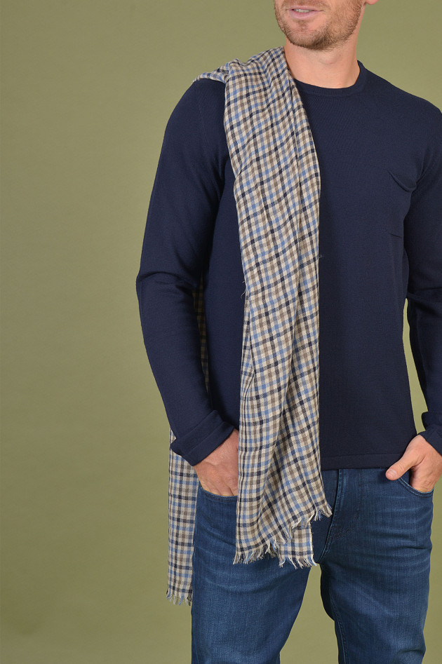 andrea's 1947 Schal aus Cashmere in Blau/Gelb gemustert