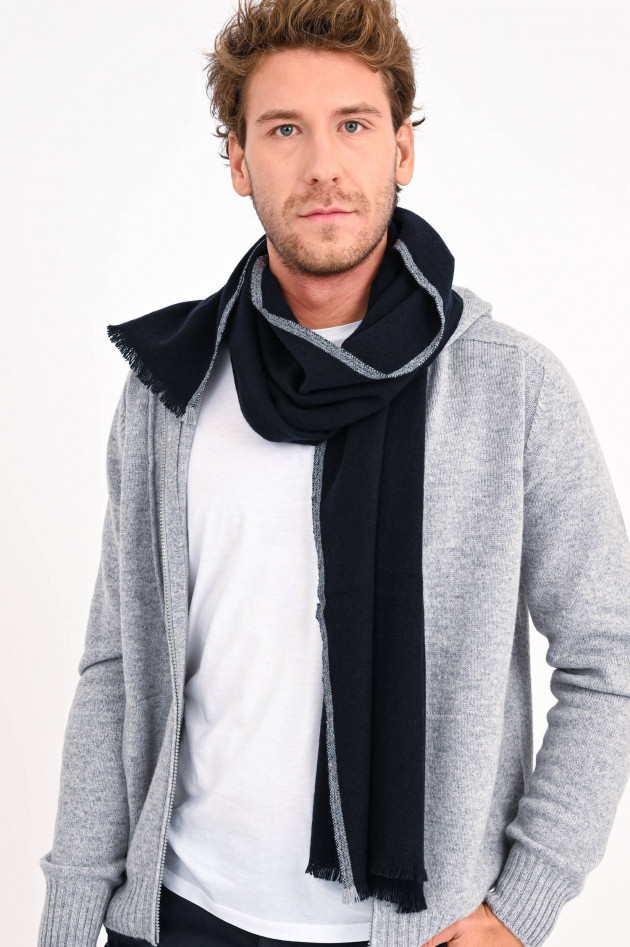 andrea's 1947 Cashmere-Schal TEO mit Streifendetail in Navy