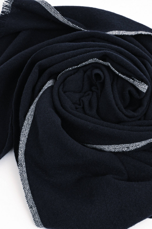 andrea's 1947 Cashmere-Schal TEO mit Streifendetail in Navy