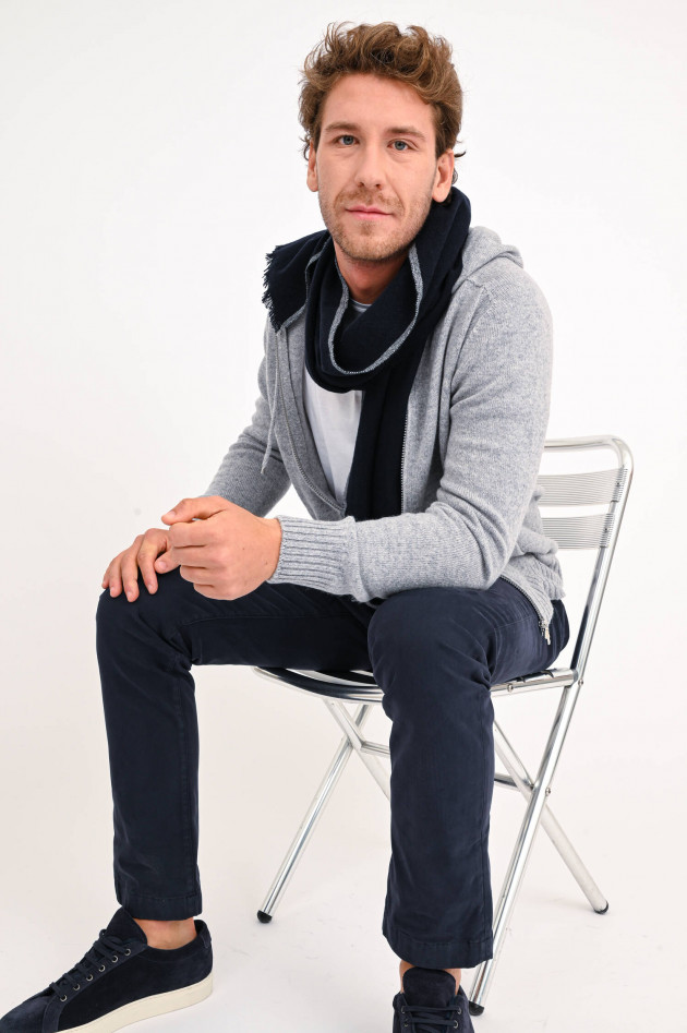 andrea's 1947 Cashmere-Schal TEO mit Streifendetail in Navy