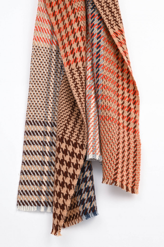 andrea's 1947 Karierter Schal RUFUS in Orange/Beige/Blau