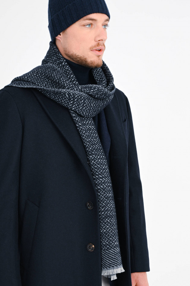 andrea's 1947 Strickschal aus reinem Cashmere in Grau/Navy